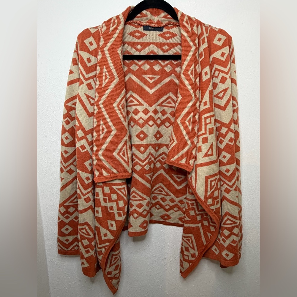 THML Southwestern Aztec Geometric Waterfall Cardigan Size Small